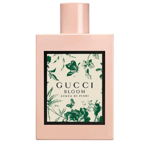 gucci bloom acqua di fiori pink perfume bottle with green floral packaging