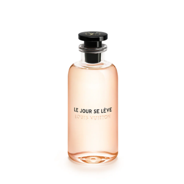 louis vuitton le jour se lève perfume bottle in amber with a black cap