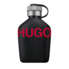 hugo boss hugo just different eau de toilette in a matte black bottle with bold red lettering