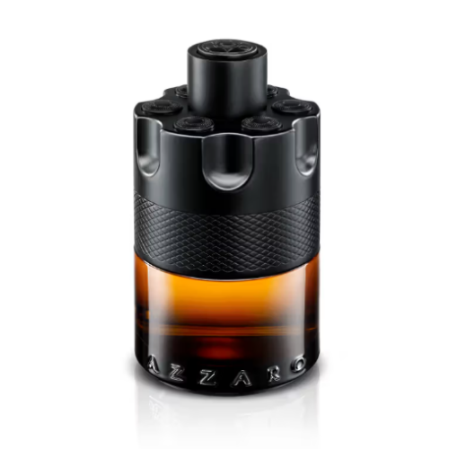 azzaro perfume bottle with a black and amber gradient design