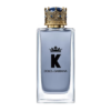 dolce & gabbana k clear glass perfume bottle with light blue fragrance and gold crown cap