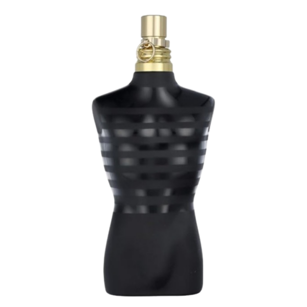 jean paul gaultier black le male le perfume eau de perfume in a matte black bottle with gold accents