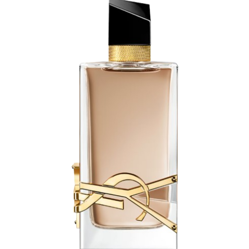 yves saint laurent libre eau de perfume florale in a blush pink bottle with gold accents