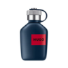 hugo navy blue perfume bottle with red logo