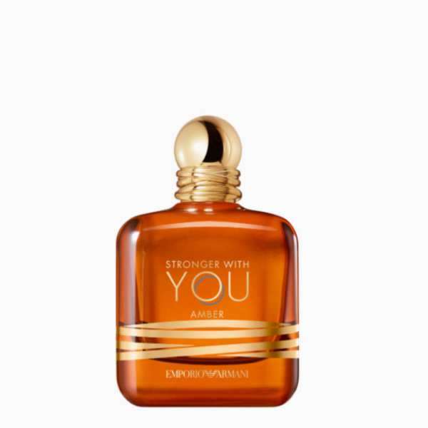 emporio armani stronger with you amber perfume in amber orange glass