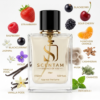 Scentam Her SCTM08 image 2 A Scentam Her bottle, inspired by Burberry Her Long Lasting Perfume for Women, sits among images of its notes: strawberry, raspberry, blackberry, cherry, blackcurrant, mandarin orange, jasmine, violet, vanilla pods, musk, cashmere, oakmoss & patchouli.